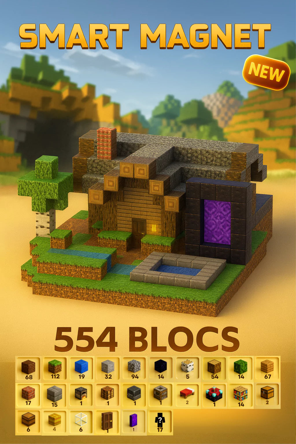 Blocs magnétiques Minecraft + figurines offertes